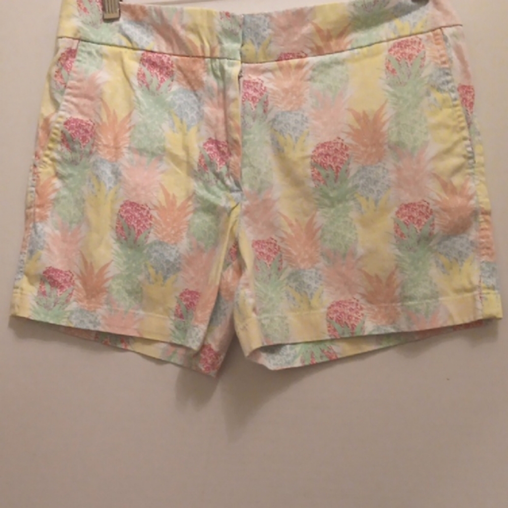 CYNTHIA ROWLEY MULTICOLOR YELLOW PINK ORANGE BERMUDA SHORTS